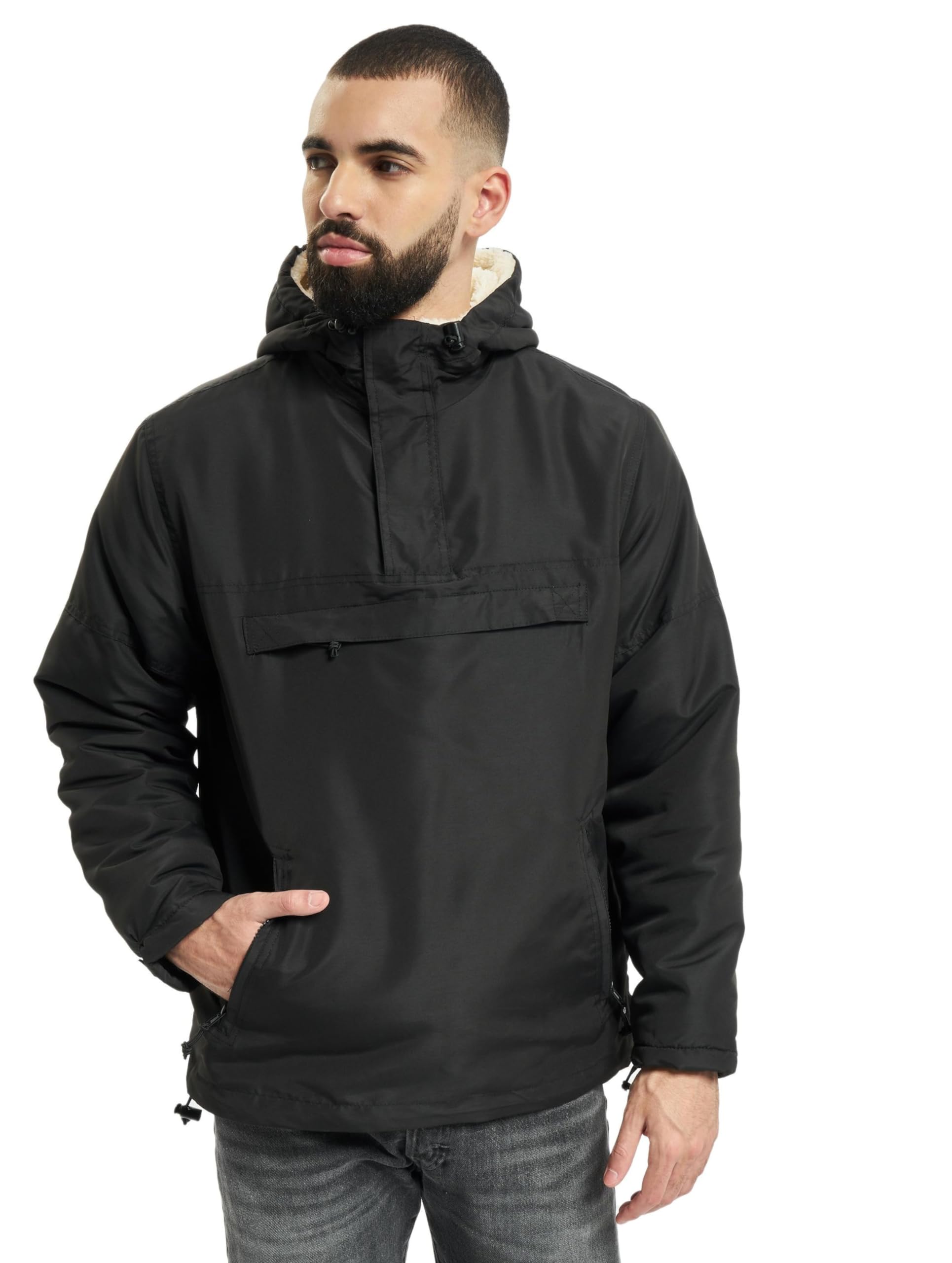 Brandit Men’s Windbreaker Sherpa Jacket Black XXL – Winter Coat