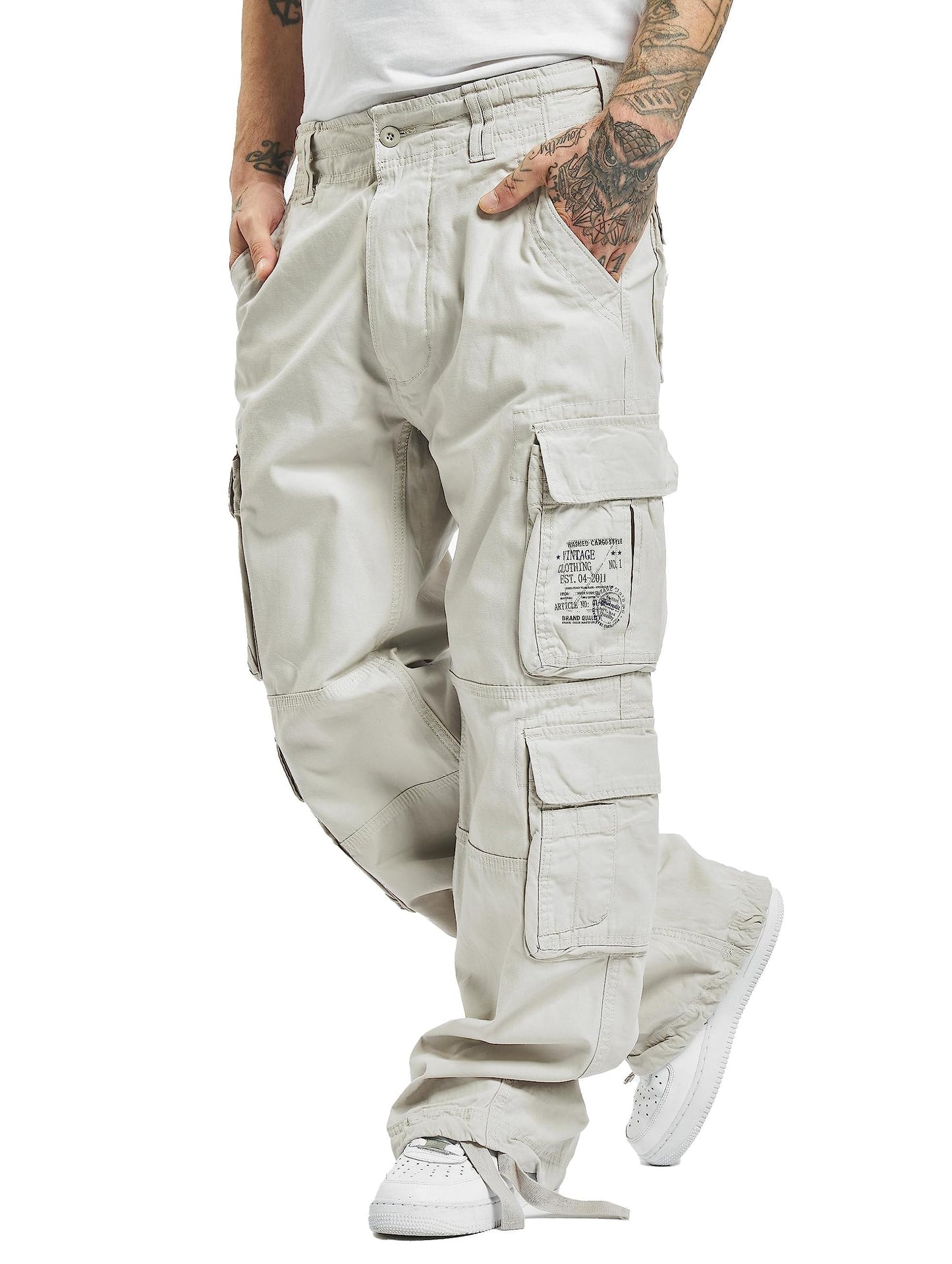 Brandit Authentic Cargo Pants for Men - Extra Long Drawstring, Rear and Cargo Pockets, and Belt and Hanging Loops