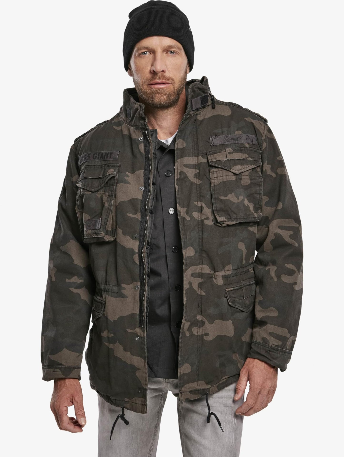 Brandit Men’s M-65 Giant Jacket Dark Camo – Vintage Military Field Coat M