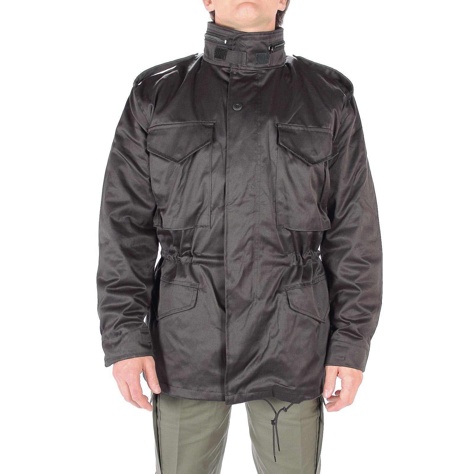 Mil-Tec Men’s M65 Field Jacket – Black Tactical Army Coat 3XL