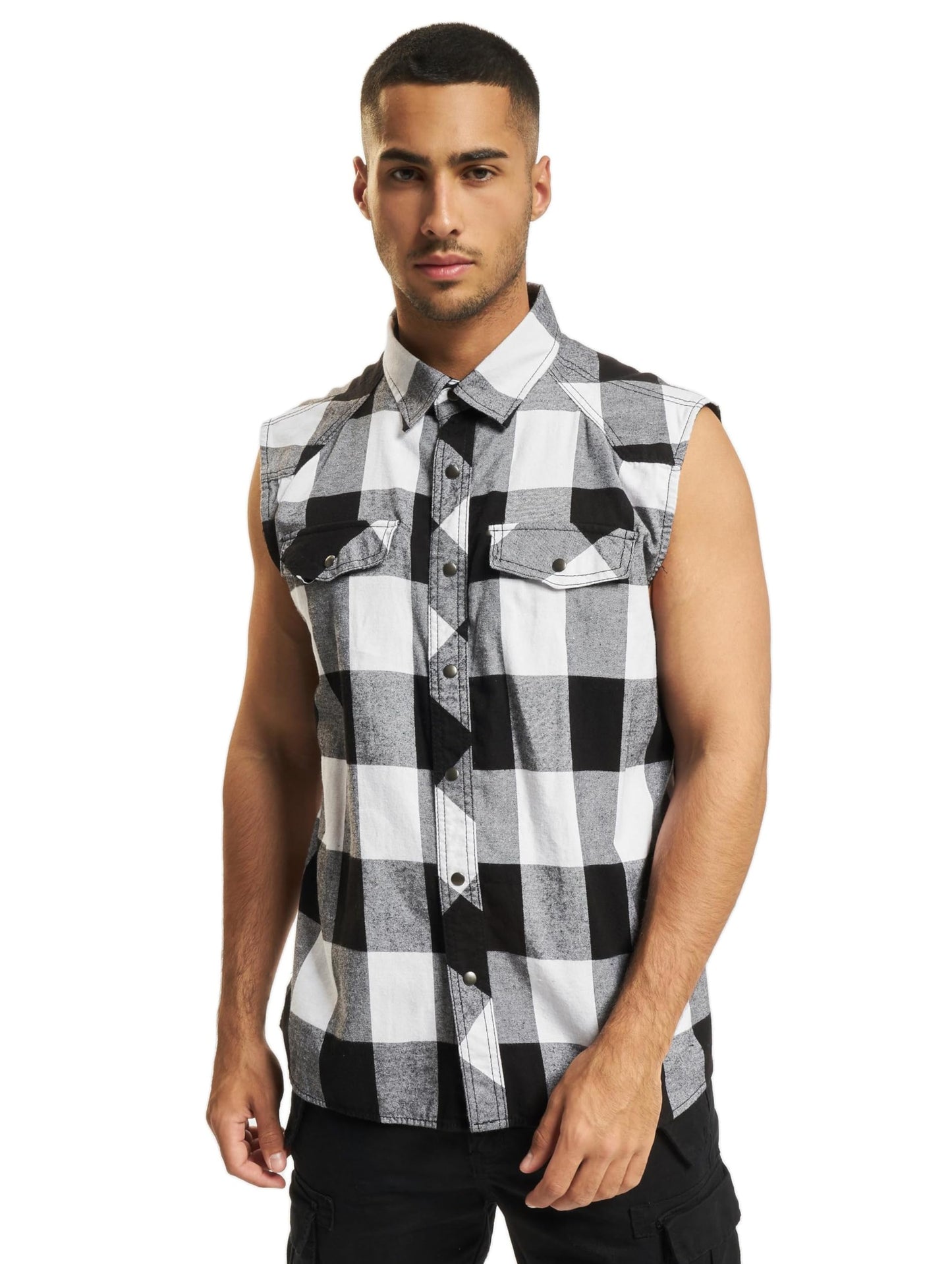Brandit Men's Checkshirt Sleeveless Black/Gray