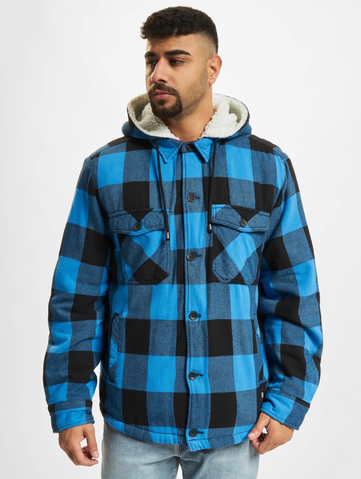 Brandit Men’s Lumber Hooded Jacket Black/Blue – Lightweight Outdoor Jacket