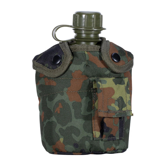 Mil-Tec US Canteen & Cup Flecktarn – Military Outdoor Water Bottle