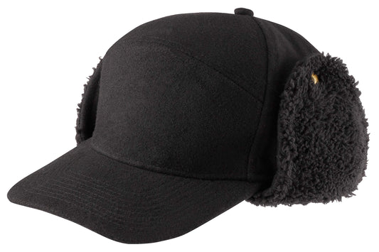 Brandit Lumberjack Winter Cap – Black Cold Weather Hat with Earflaps