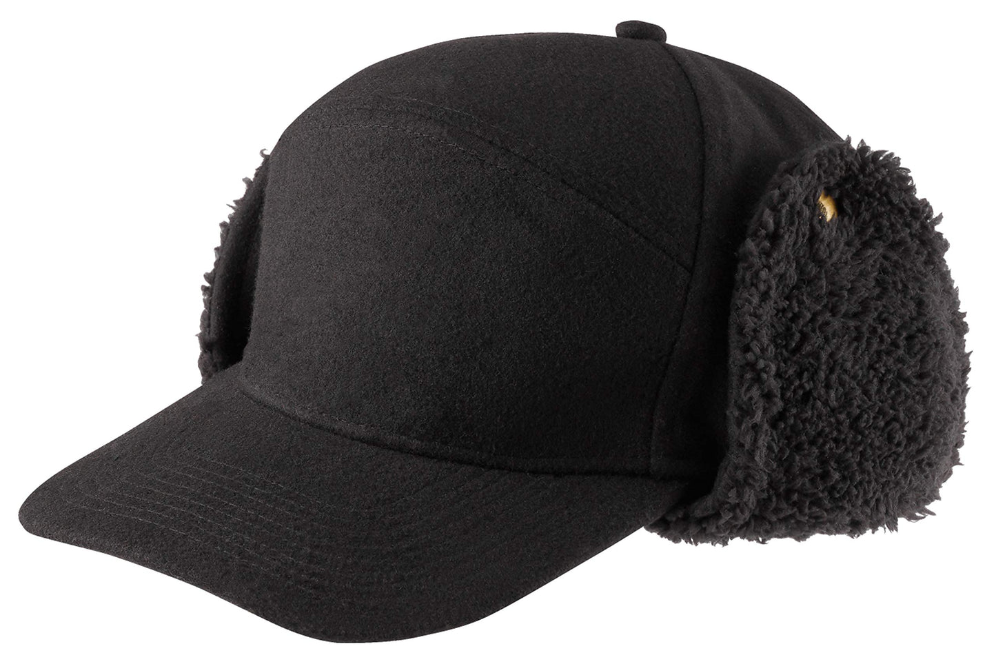 Brandit Lumberjack Winter Cap – Black Cold Weather Hat with Earflaps