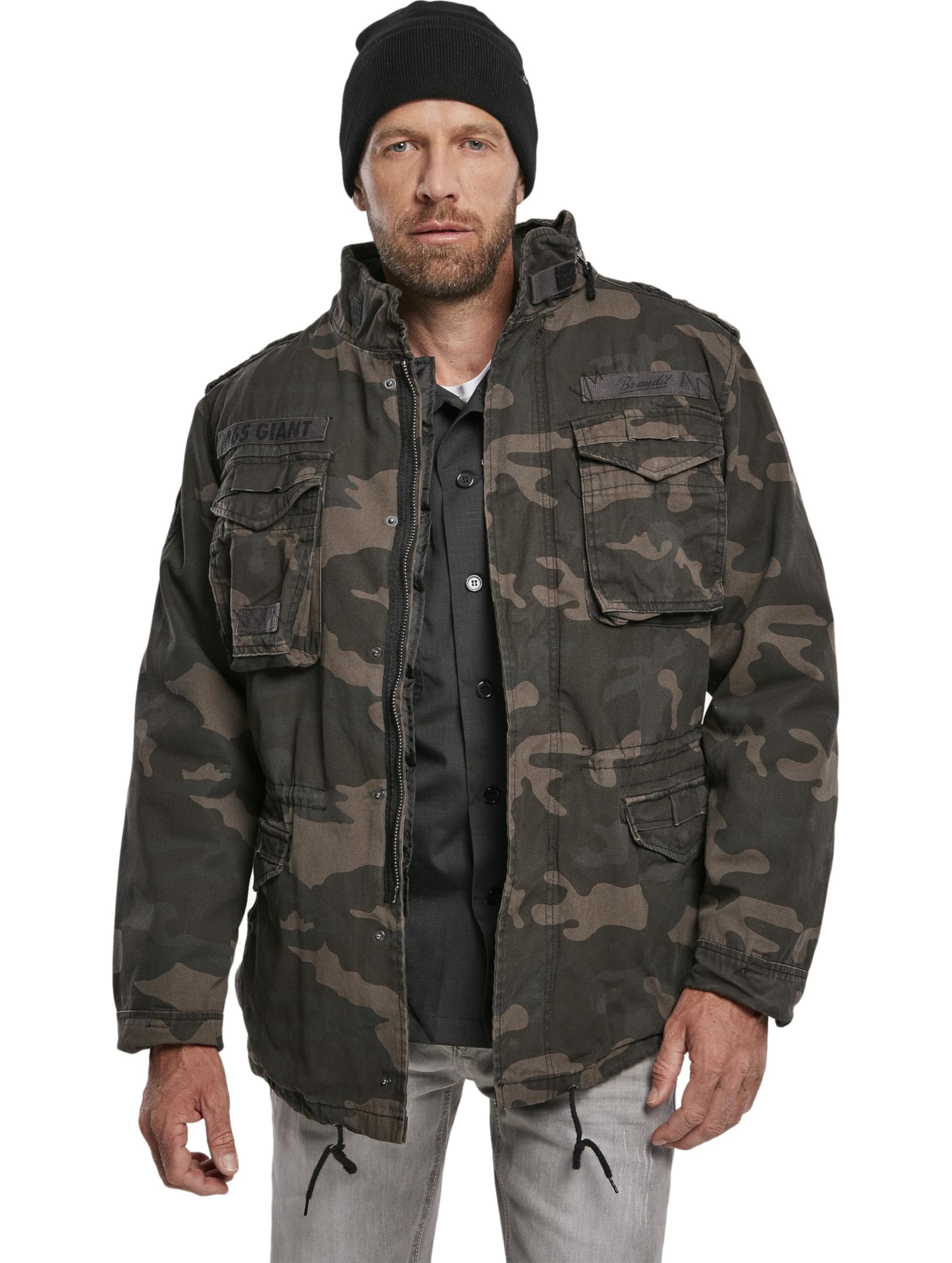 Brandit Men’s M-65 Giant Jacket Dark Camo – Vintage Military Field Coat 6XL