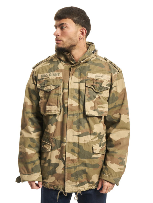 Brandit Men’s M-65 Giant Jacket Light Woodland – Vintage Military Field Coat 5XL