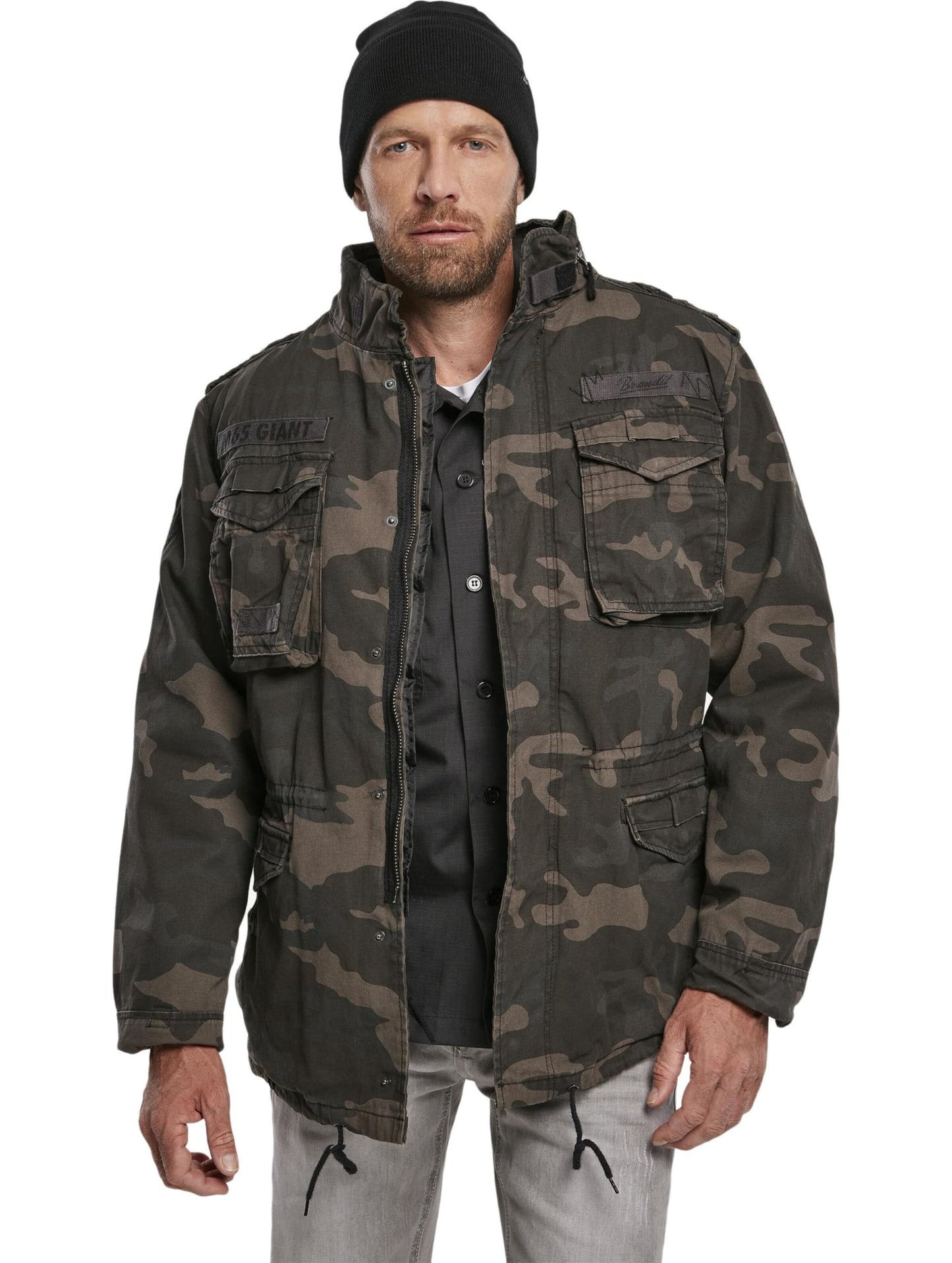 Brandit Men’s M-65 Giant Jacket Dark Camo – Vintage Military Field Coat 7XL