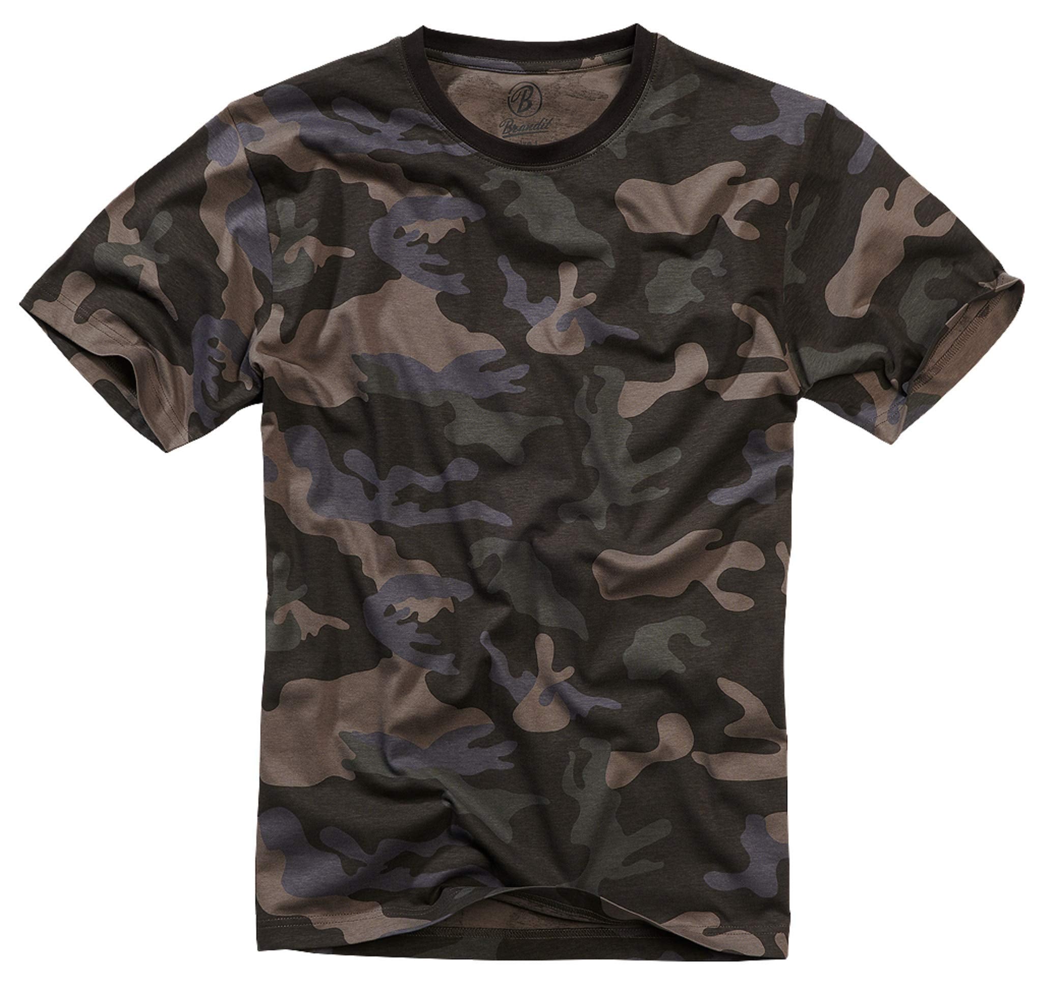 Brandit Men’s Dark Camo Cotton T-Shirt S | Casual, Training & Outdoor Wear