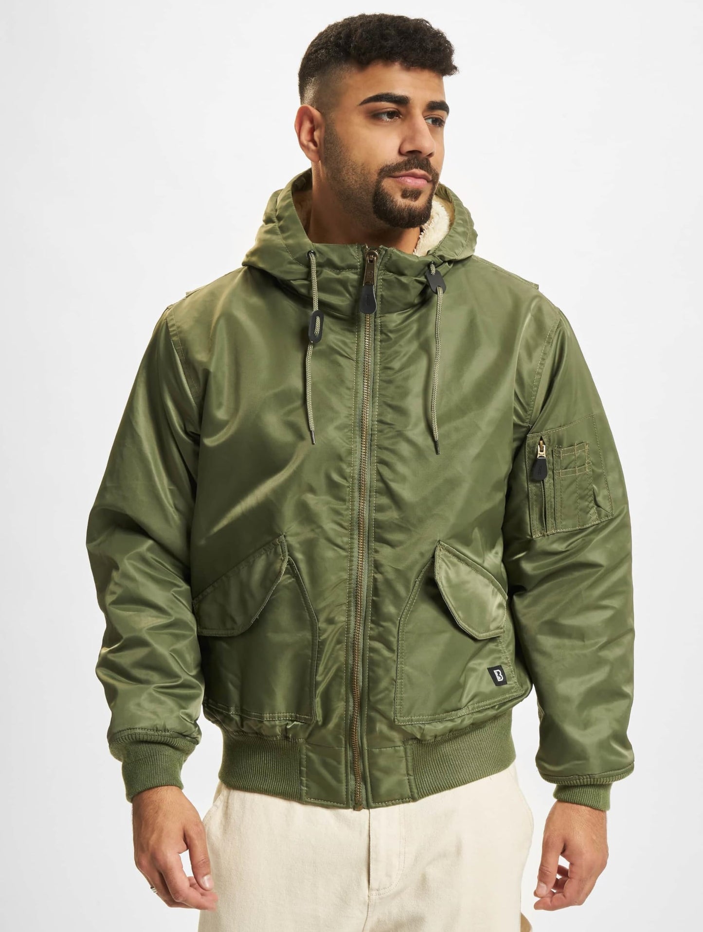 Brandit Men’s CWU Hooded Jacket Olive – Military Style Flight Jacket