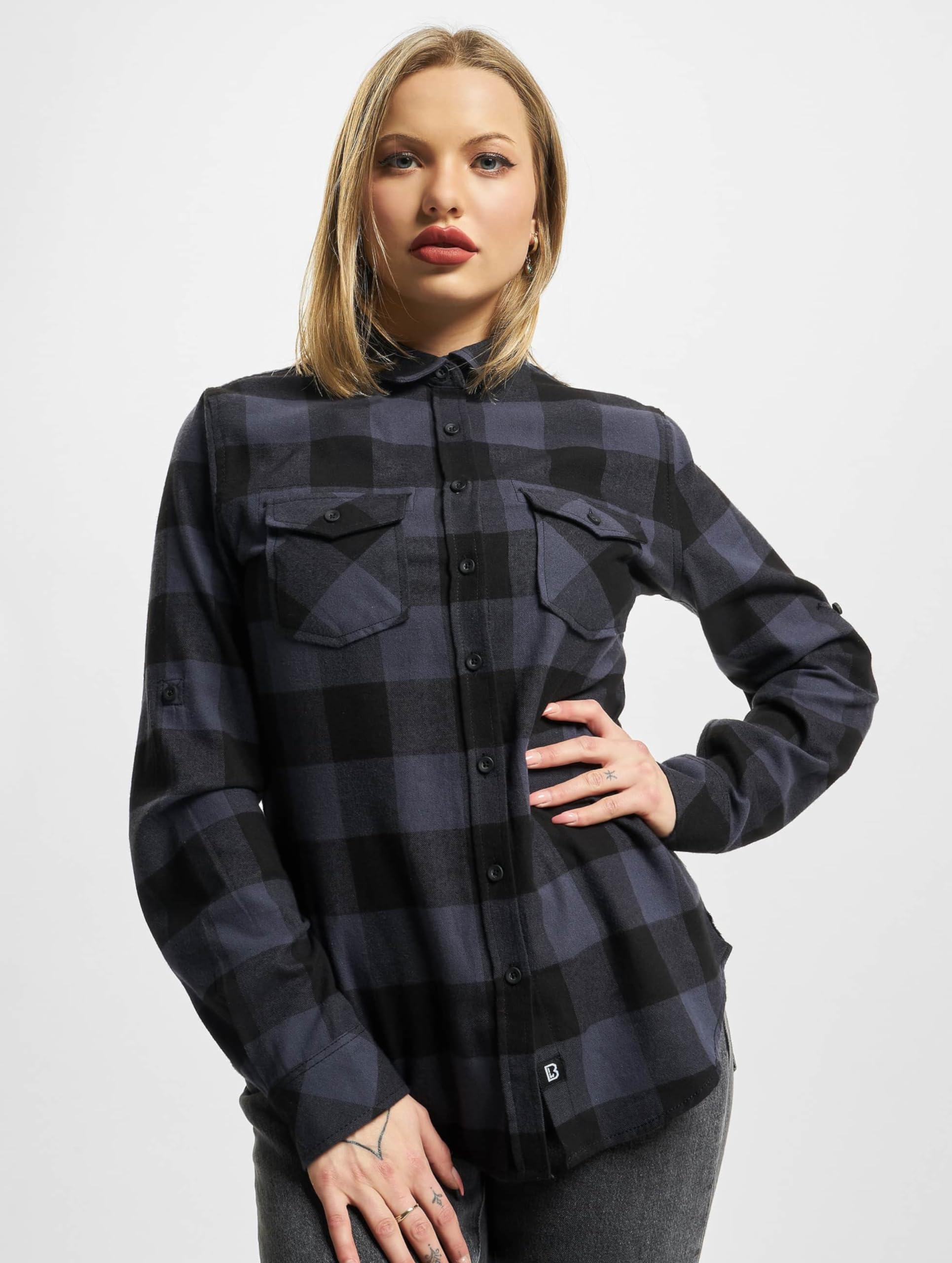 Brandit Vintage Denim Shirt Grey Camo 5XL – Plus Size Casual Shirt