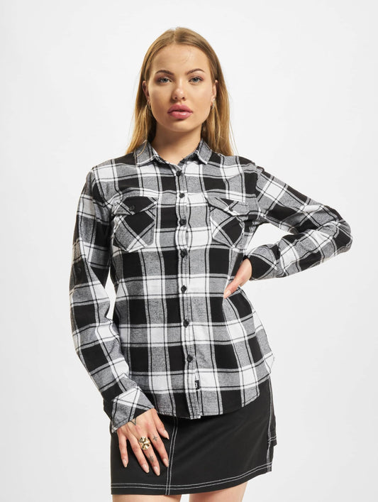 Brandit Ladies Amy Flanell Shirt White/Black