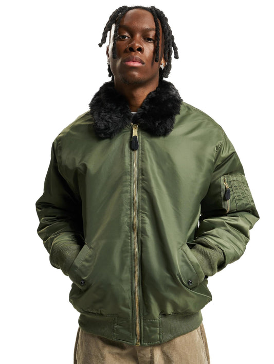 Brandit Men’s MA2 Winter Jacket Olive L – Fur Collar Military Jacket