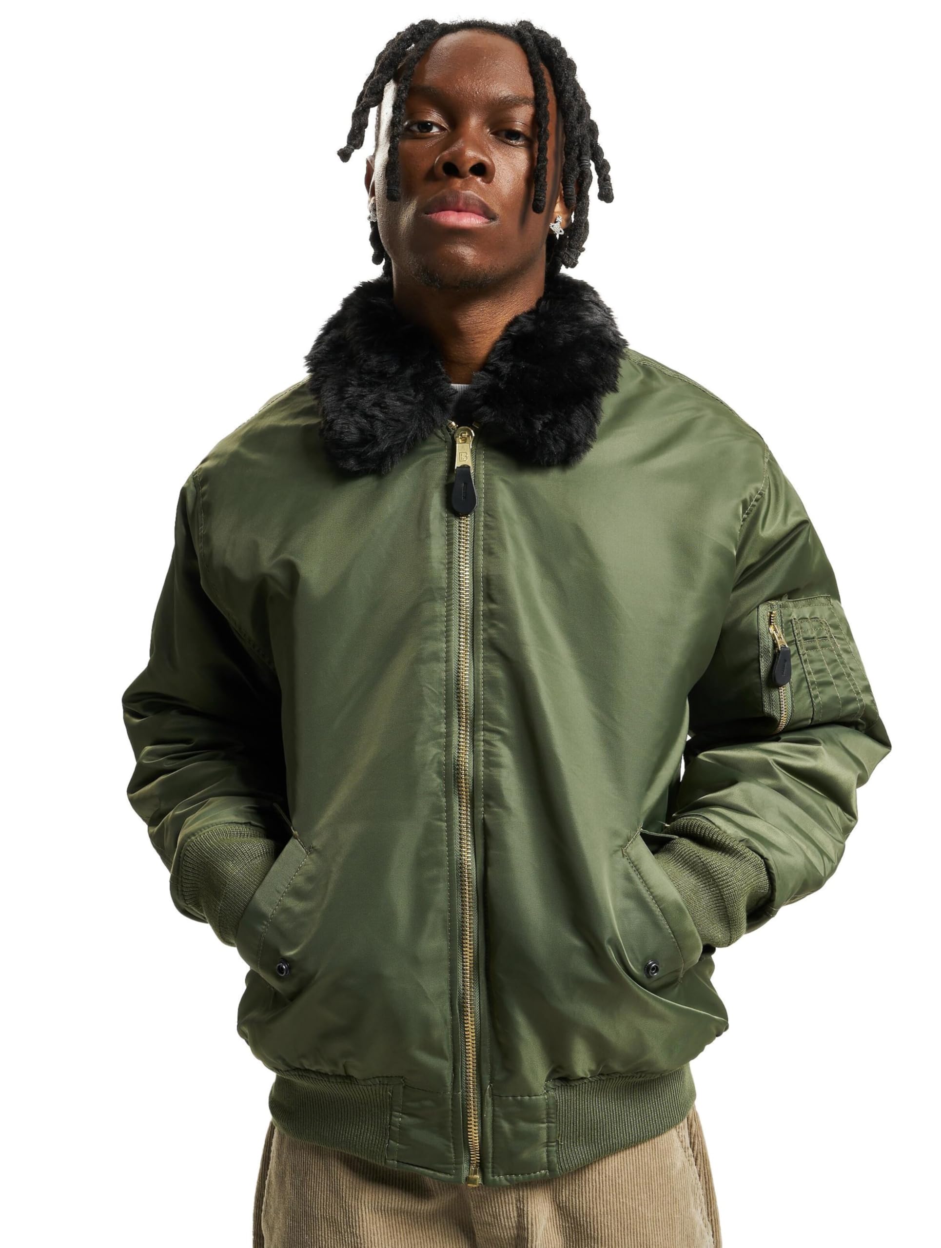 Brandit Men’s MA2 Winter Jacket Olive S – Fur Collar Bomber Coat
