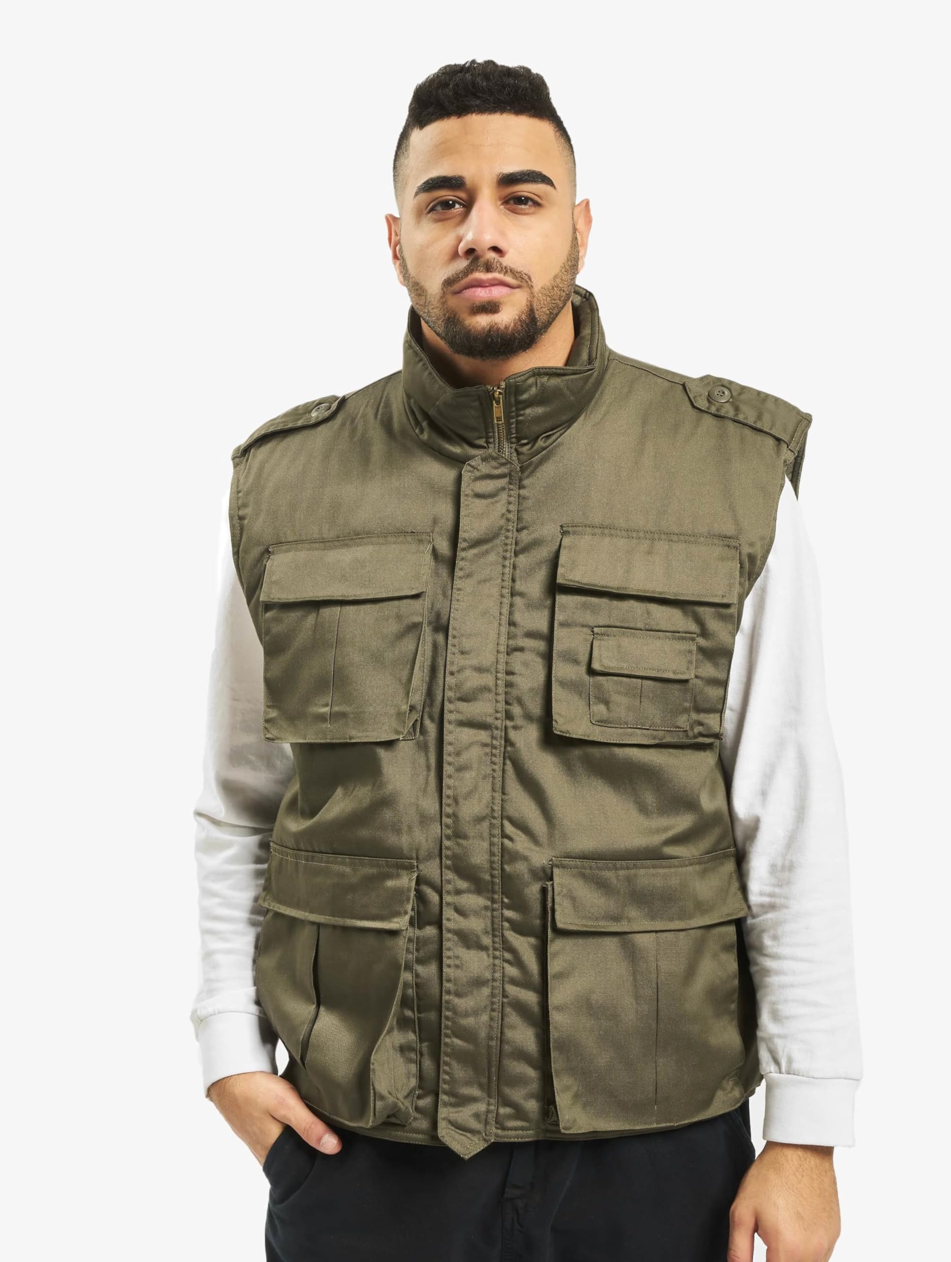 Brandit Ranger Vest – Olive Green Outdoor Multi-Pocket Utility Vest, Size L