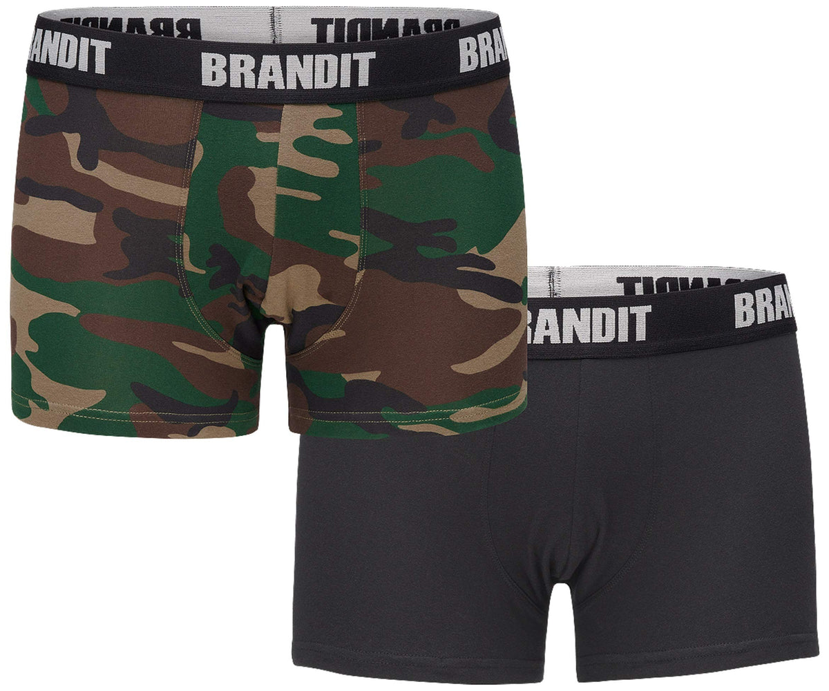 Brandit Boxer Shorts Logo 2 Pack Dark Camo