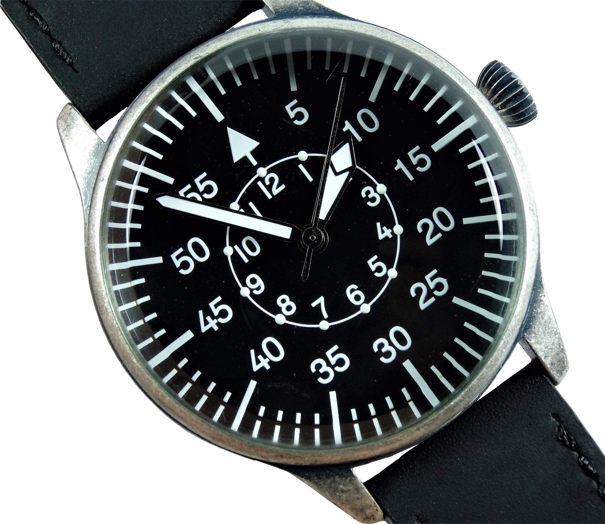 Mil-Tec Vintage Aviator Watch – Black Dial Quartz WWII Pilot Wristwatch