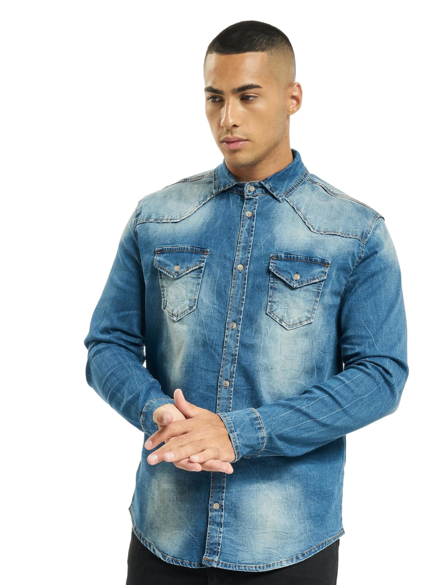 Brandit Men's Riley Denim Shirt Denim Blue Size S