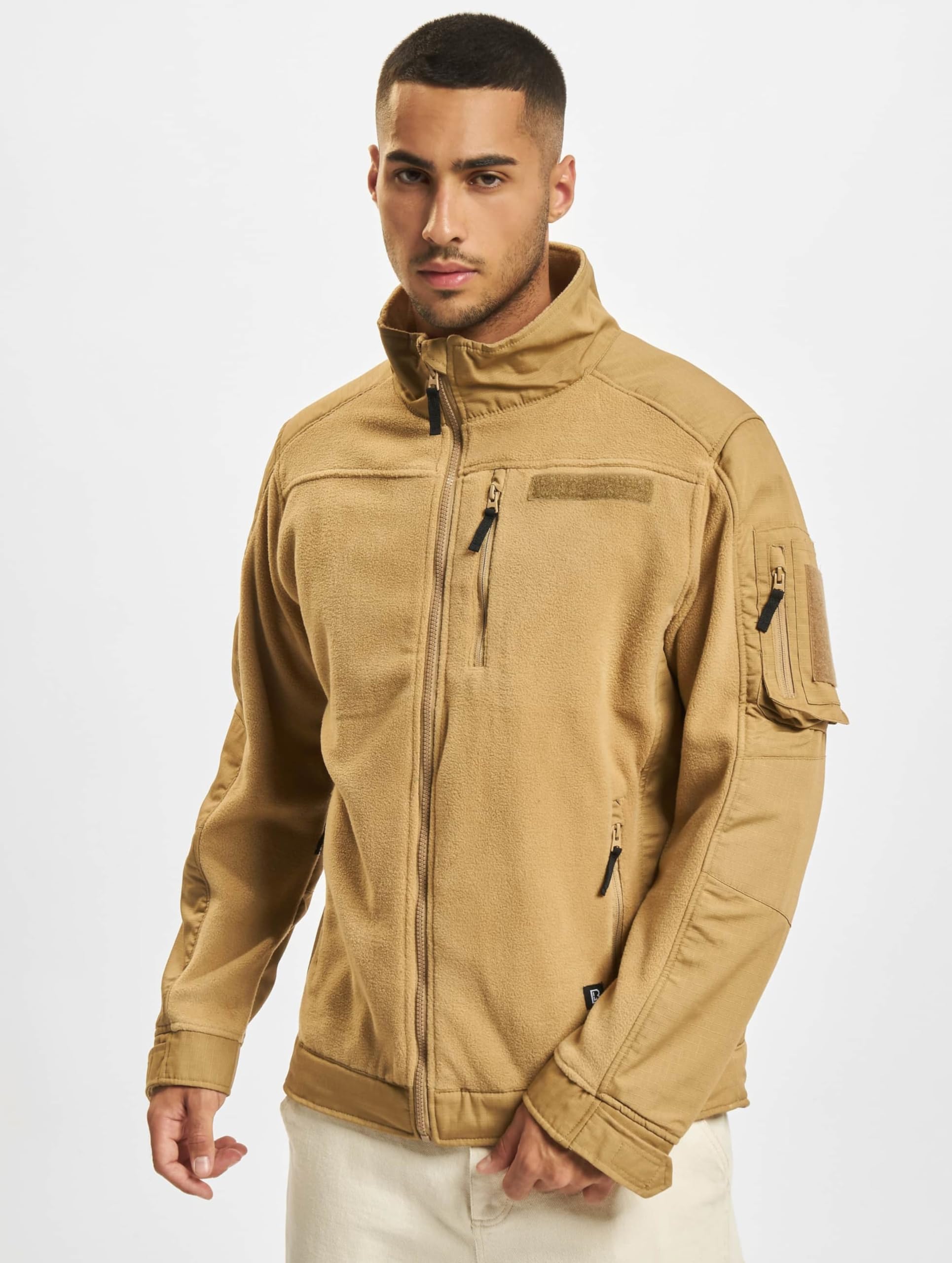 Brandit Men’s Ripstop Fleece Jacket Camel 3XL | Warm Outdoor Zip Jacket