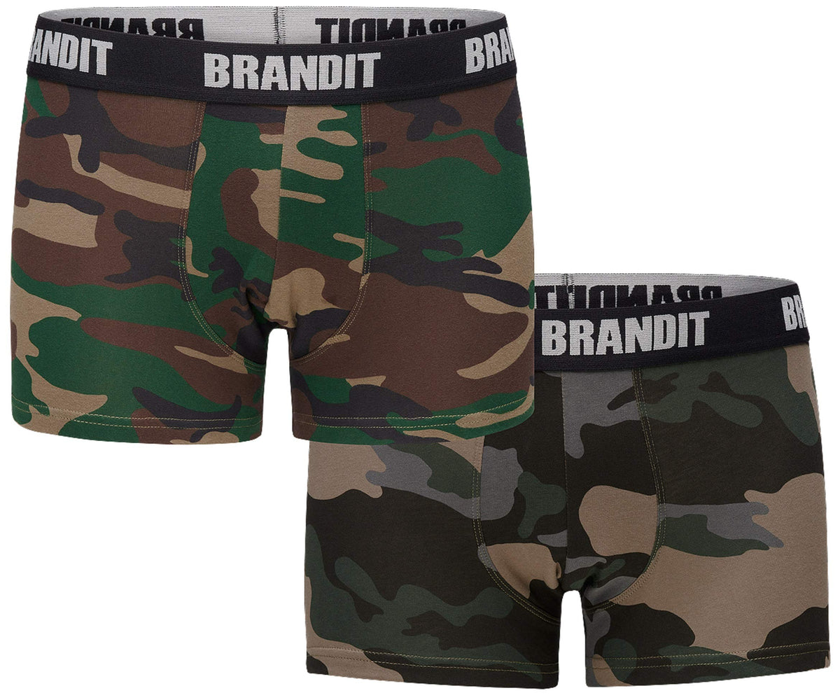 Brandit Boxer Shorts Logo 2 Pack Dark Camo