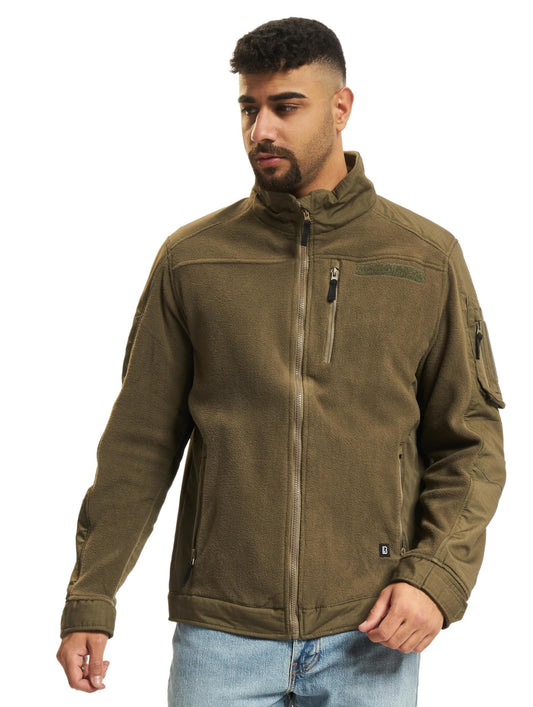 Brandit Men Fleece Jacket Ripstop, Color:Olive, Size:4XL