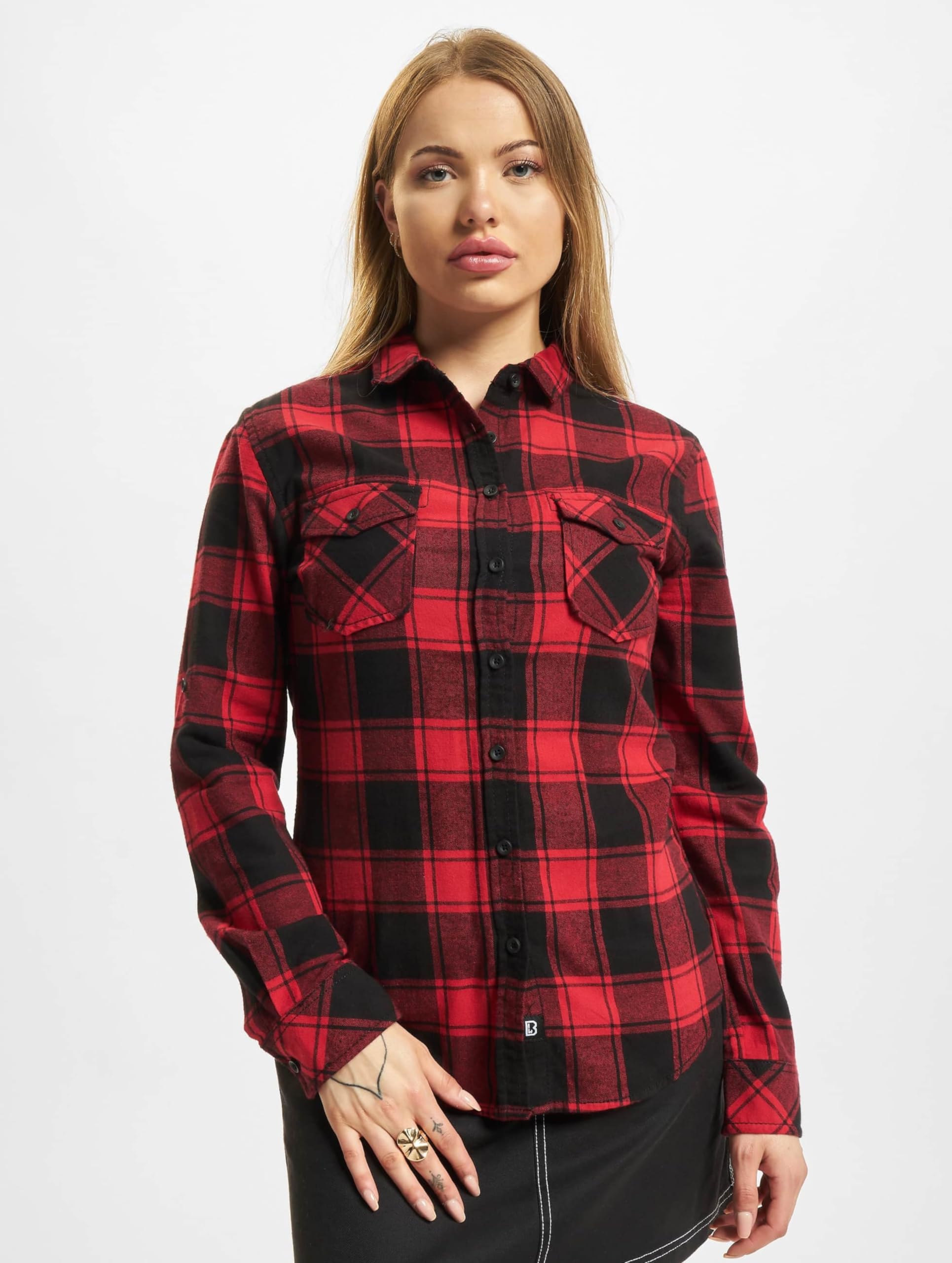Brandit Ladies Amy Flannel Shirt Red/Black – Women’s Casual Plaid Shirt