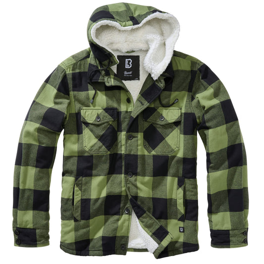 Brandit Men’s Lumber Hooded Jacket Black/Olive M – Lightweight Casual Coat