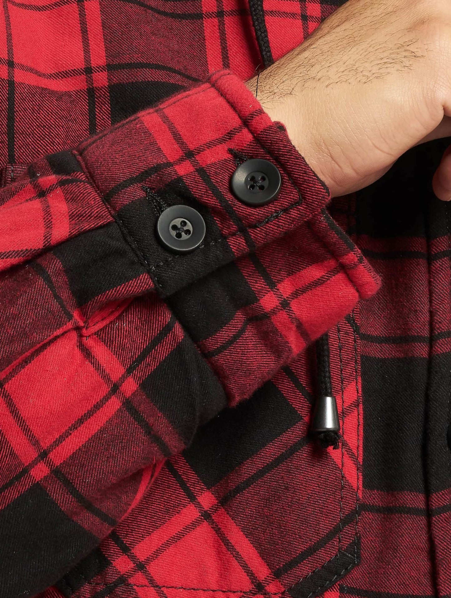 Brandit Men’s Lumber Hooded Jacket Red/Black – Lightweight Plaid Jacket