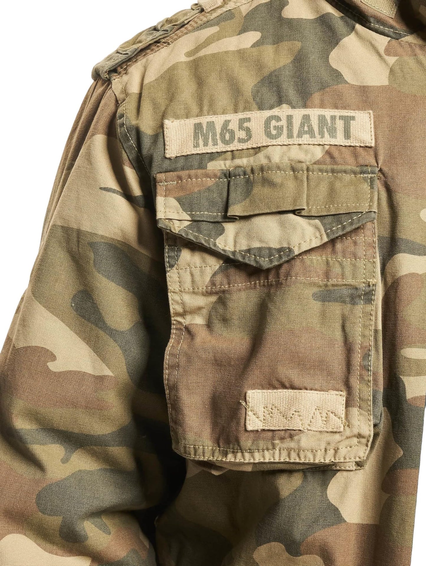 Brandit Men’s M-65 Giant Jacket Light Woodland – Vintage Military Field Coat M