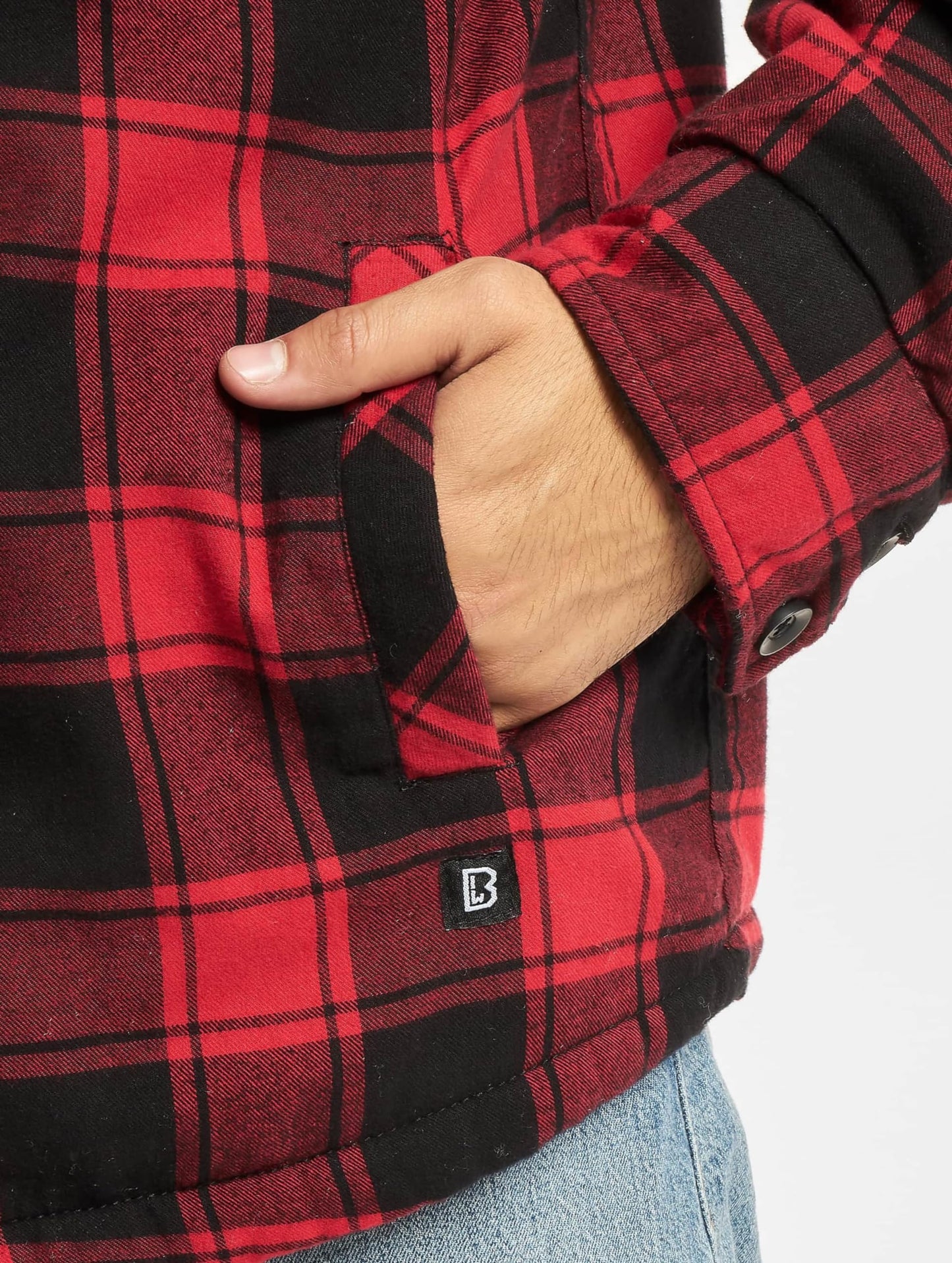 Brandit Men’s Lumber Hooded Jacket Red/Black – Lightweight Plaid Jacket