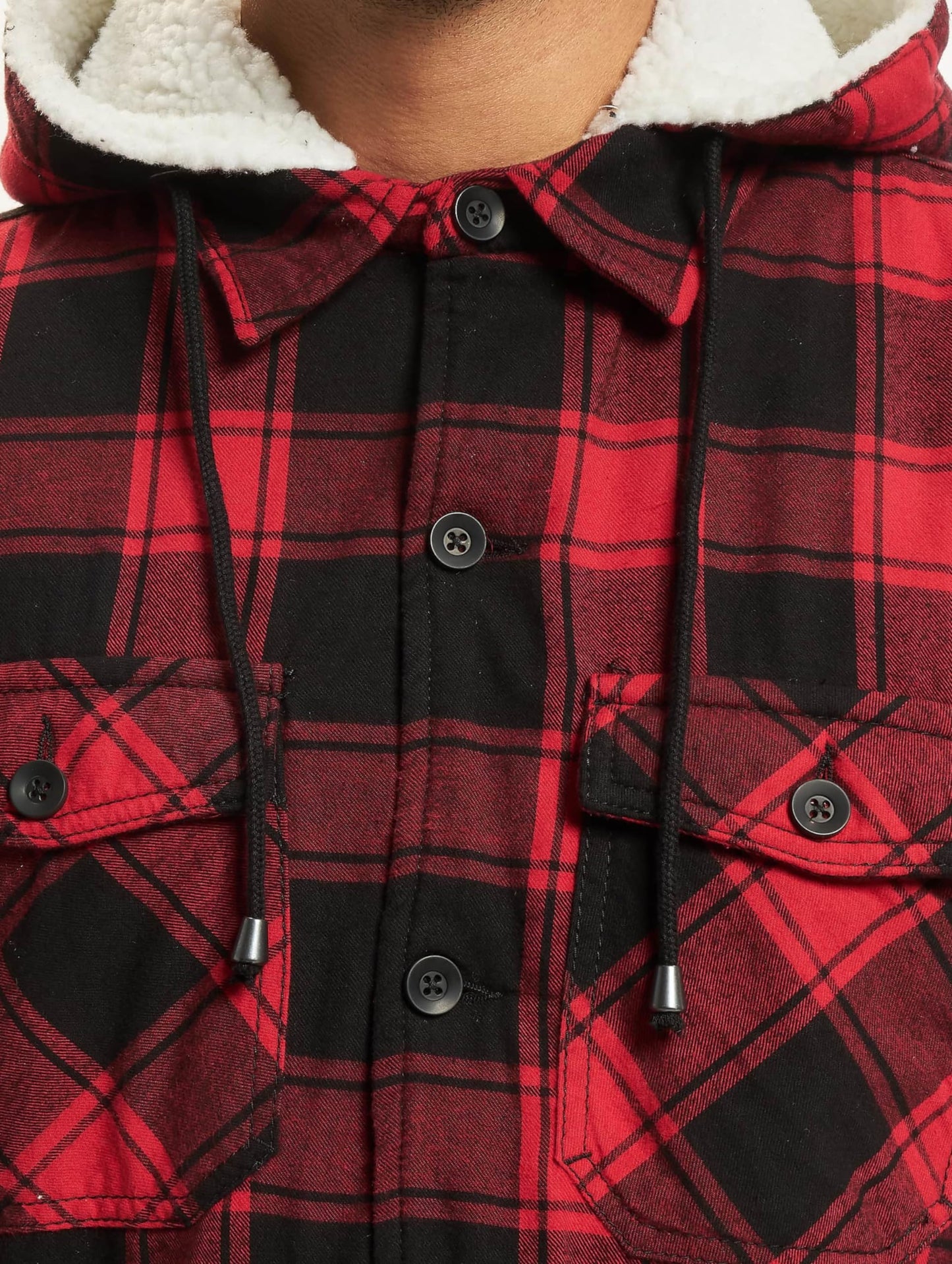 Brandit Men’s Lumber Hooded Jacket Red/Black – Lightweight Plaid Jacket
