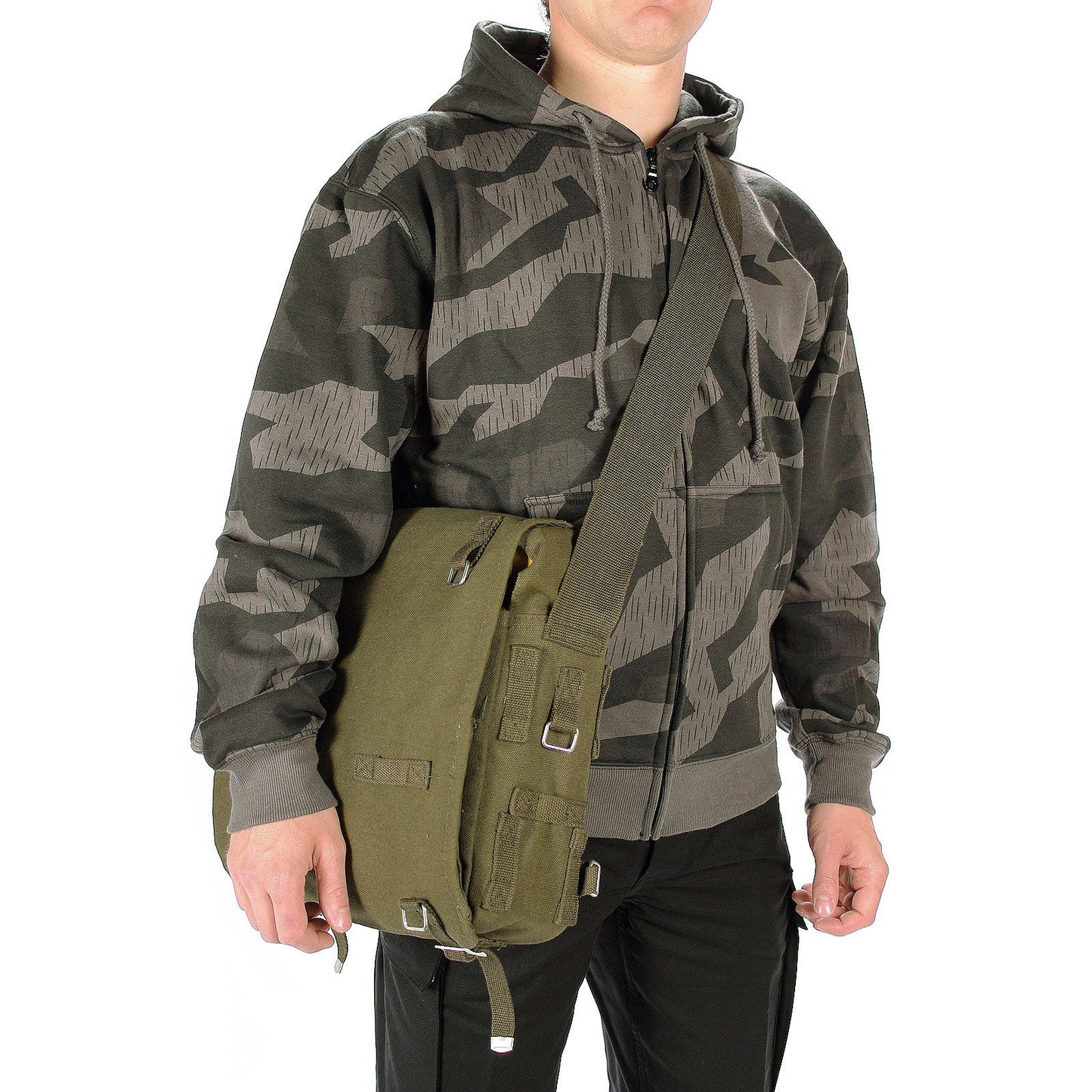 Mil-Tec Combat Pack Olive Drab – Cotton Canvas Military Shoulder Bag with Strap