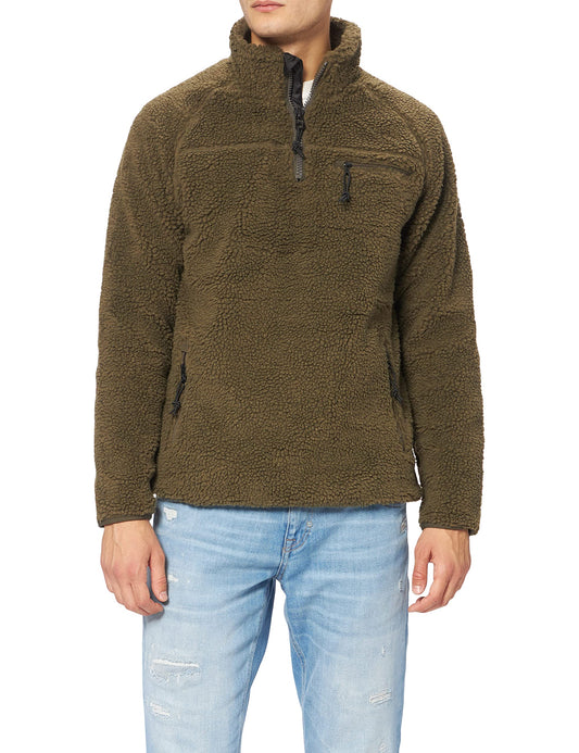 Brandit Men’s Teddyfleece Troyer Olive S | Warm Pullover Outdoor Sweater
