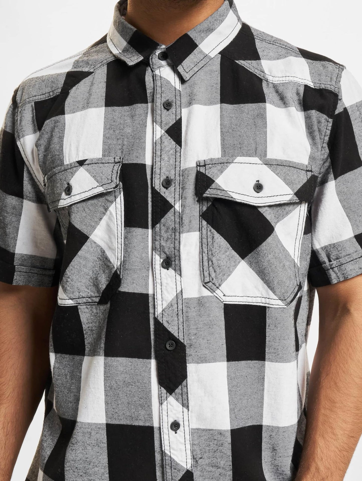 Brandit - Checked Flanell Halfsleeve Shirt White/Black - XL