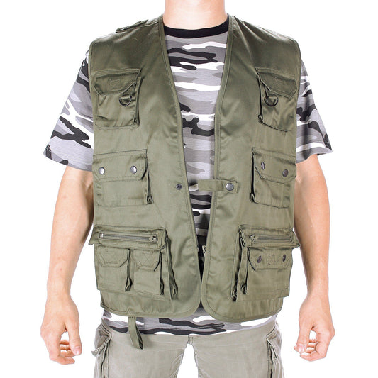 Mil-Tec - Anglerweste Jagdweste Huntingweste Weste Vest Oliv Größe XXL