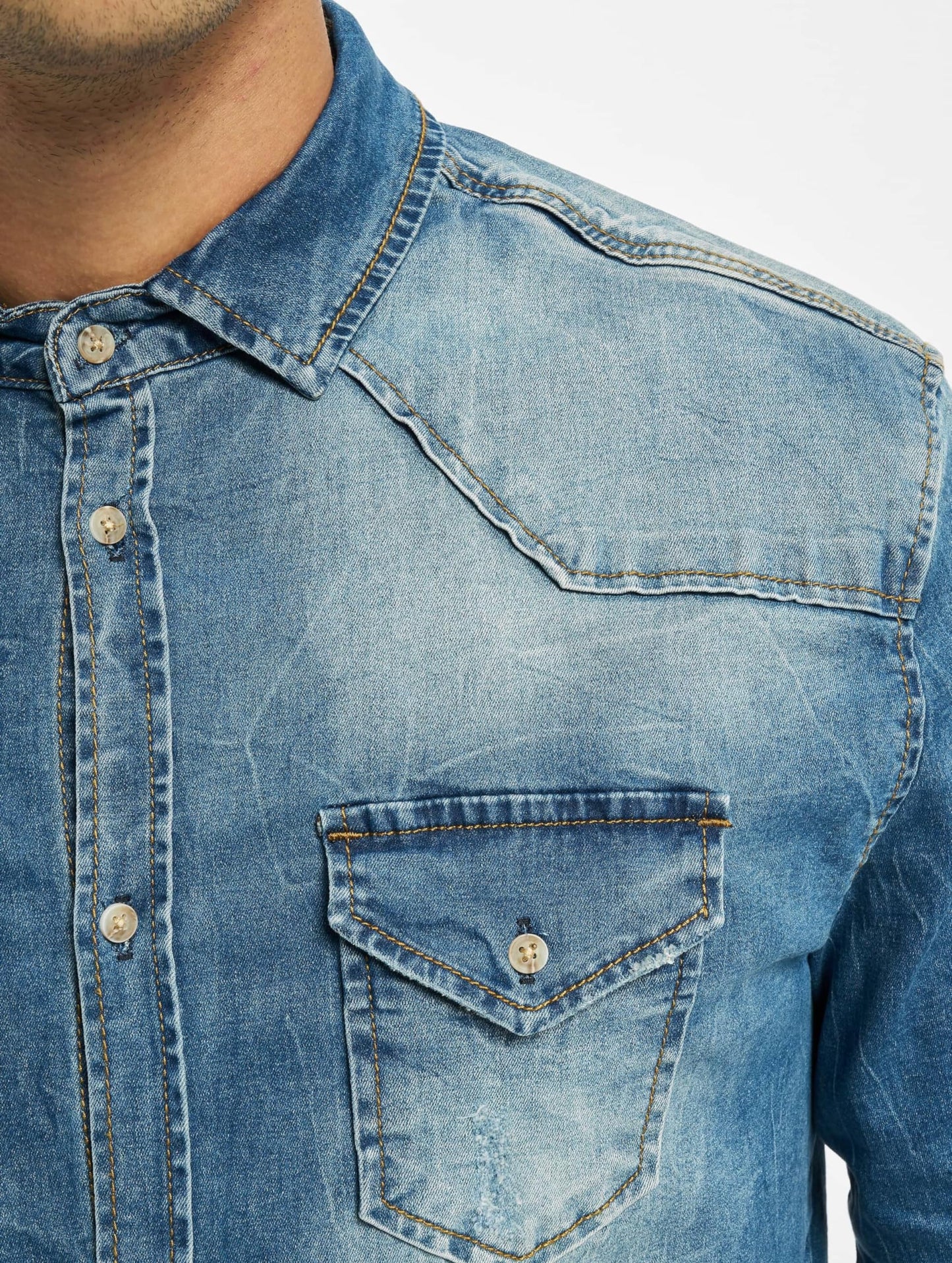 Brandit Men's Riley Denim Shirt Denim Blue Size S