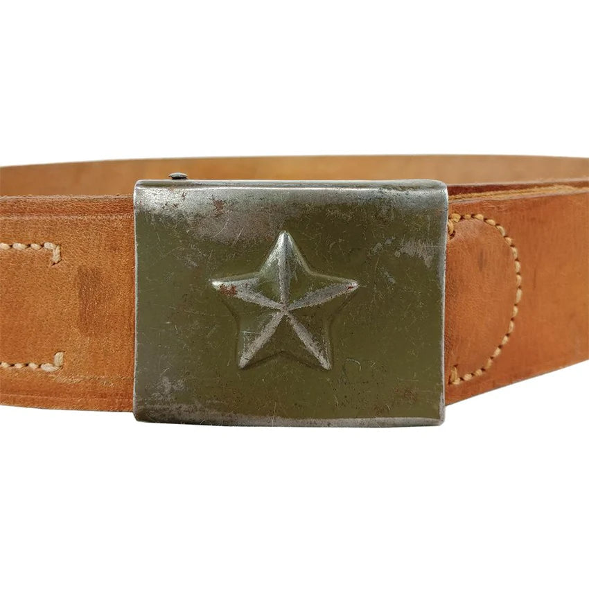Original CZ Army Military Style Leather Belt Brown Metal Buckle 4,5cm Used