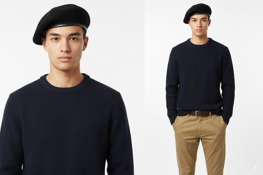 German Army Bundeswehr Military  Plein Ciel Commando Beret 100% Wool Black