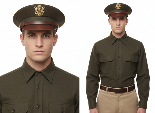 US Army Official Visor Hat With Insignia Reproduction 100% Wool Brown