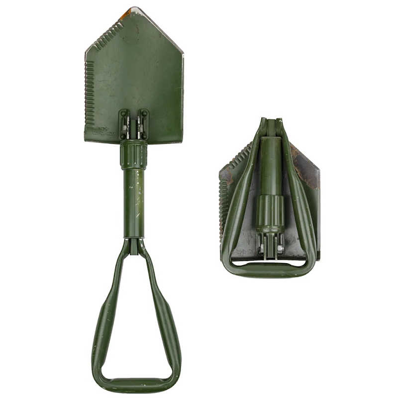 German Trifold Shovel Vintage Military Surplus - Compact Durable Used