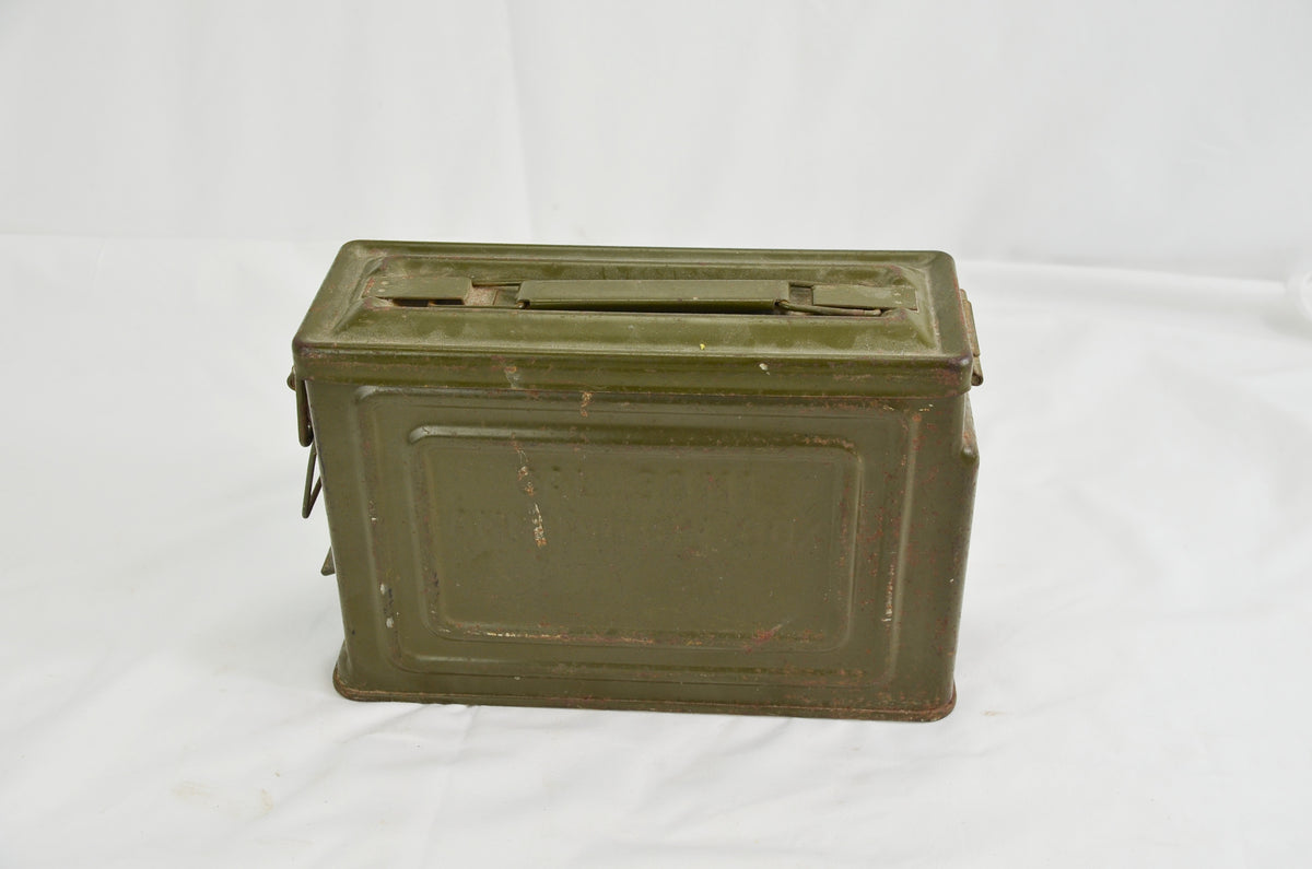 Vintage US Army 30 Cal M2 Ammo Box, Metal Storage Case, Military Collectible