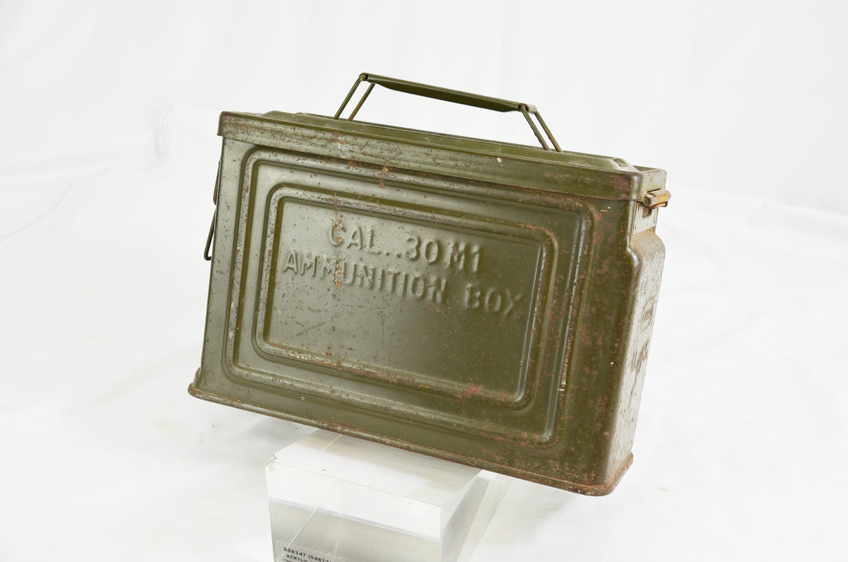 Vintage US Army 30 Cal M2 Ammo Box, Metal Storage Case, Military Collectible