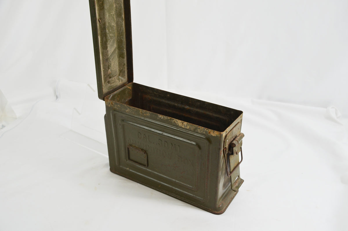 Vintage US Army 30 Cal M2 Ammo Box, Metal Storage Case, Military Collectible