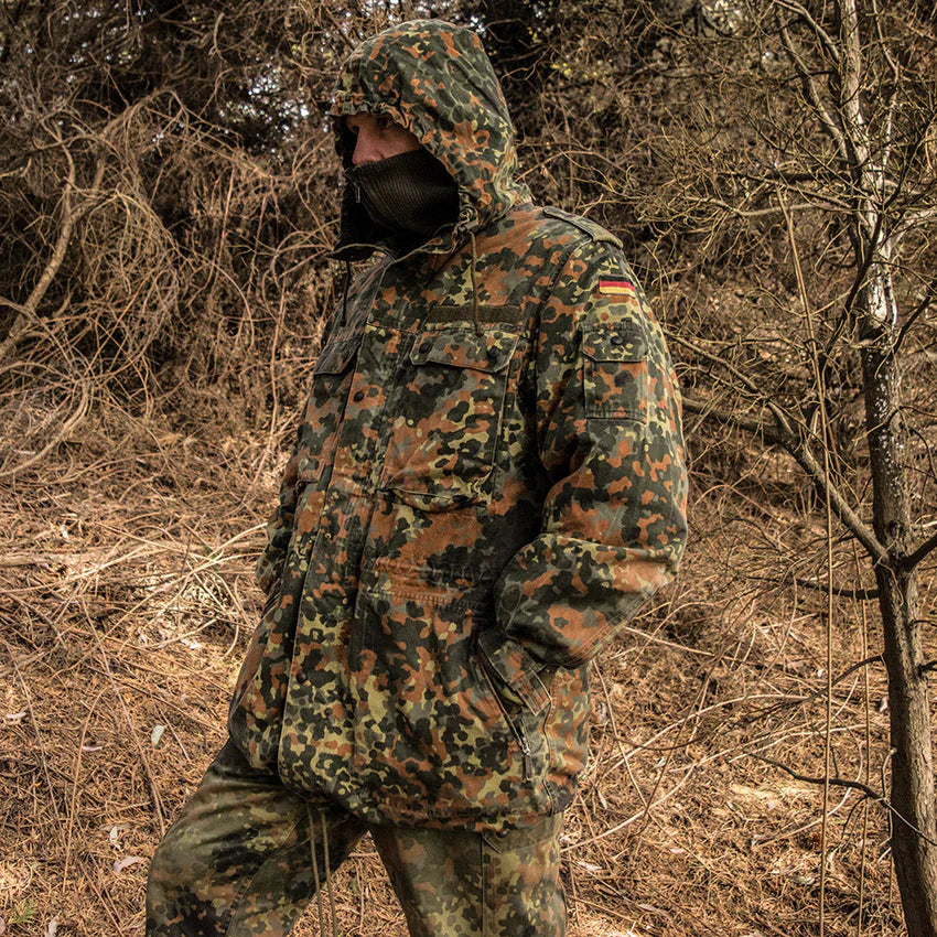 Original German Army Flecktarn Camo Field Parka with Liner – Military Surplus NEW