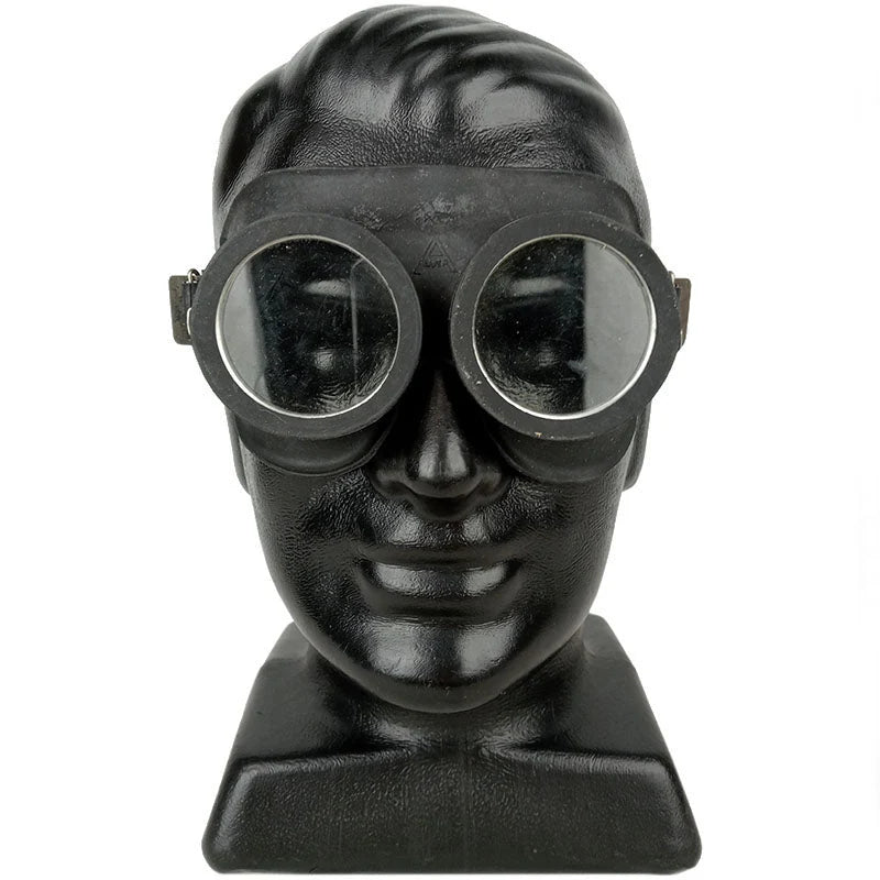 German Army Black Protect Mask Goggles Vintage Military Surplus Adjustable Used