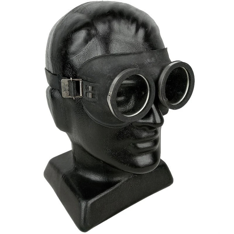 German Army Black Protect Mask Goggles Vintage Military Surplus Adjustable Used