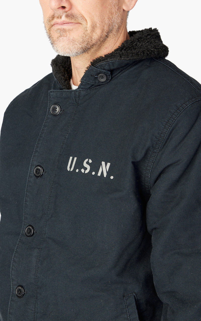 US Army Navy N-1 Men's Deck Jacket Winter Warm Heavyweight Cotton Coat Dark Blue