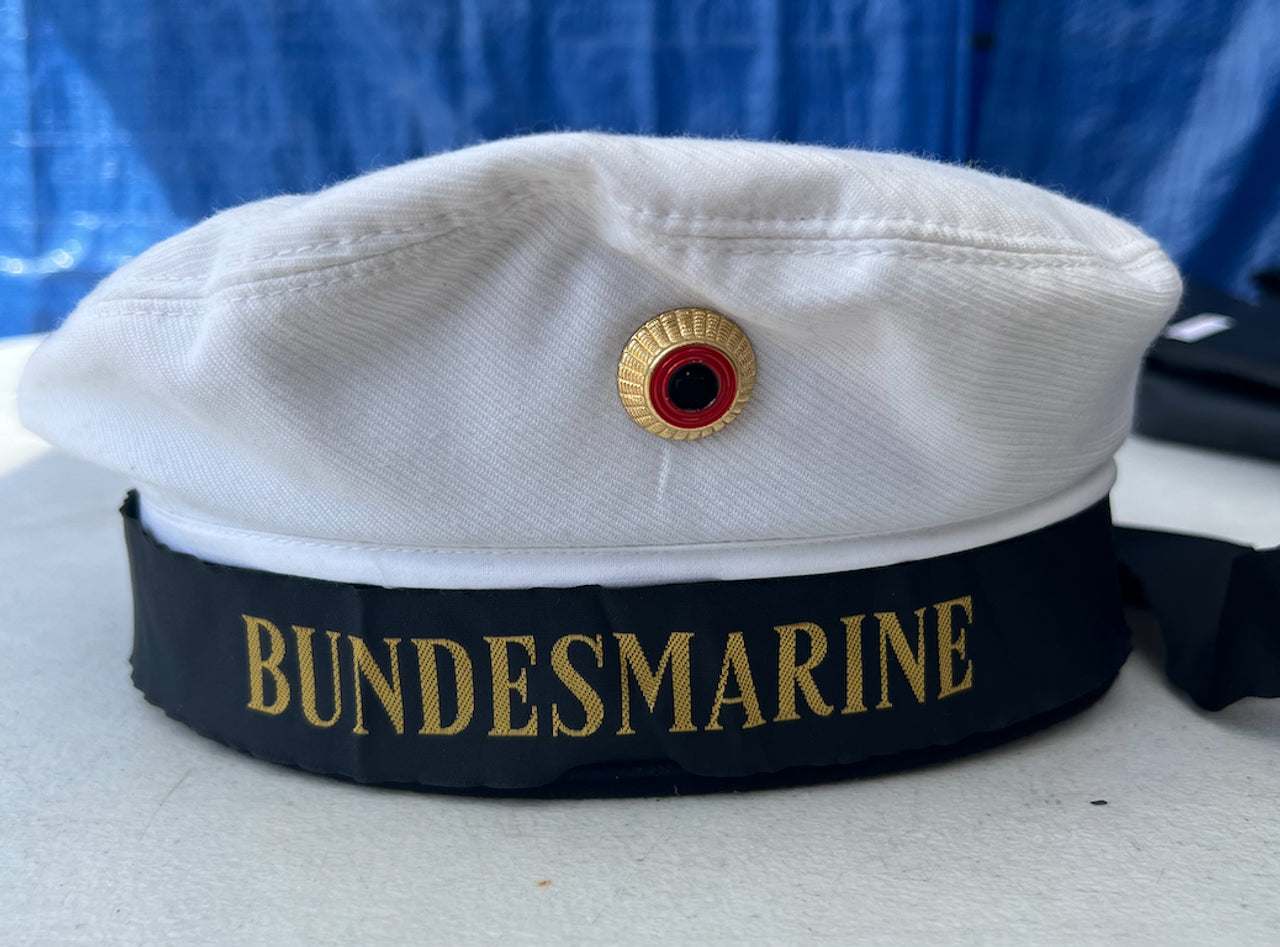 German Army BW Bundeswehr Marine Navy Hat With Insignia 100% Wool White Authentic