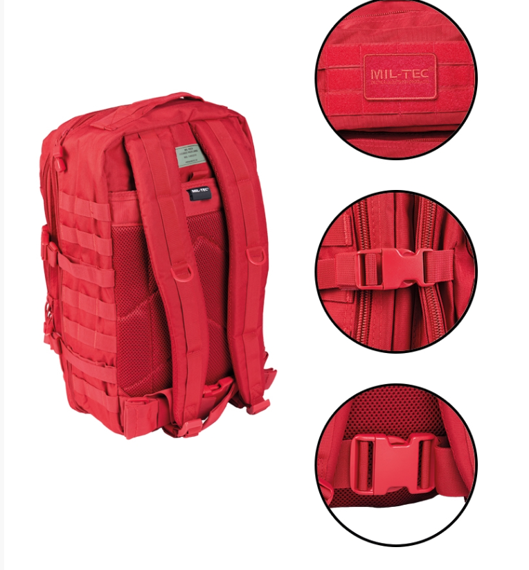 Signal Red Tactical Assault Backpack 36L – Large MOLLE Military Style Rucksack