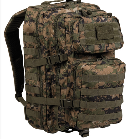 Digital Woodland Camo Tactical Assault Backpack 36L – Large MOLLE Rucksack